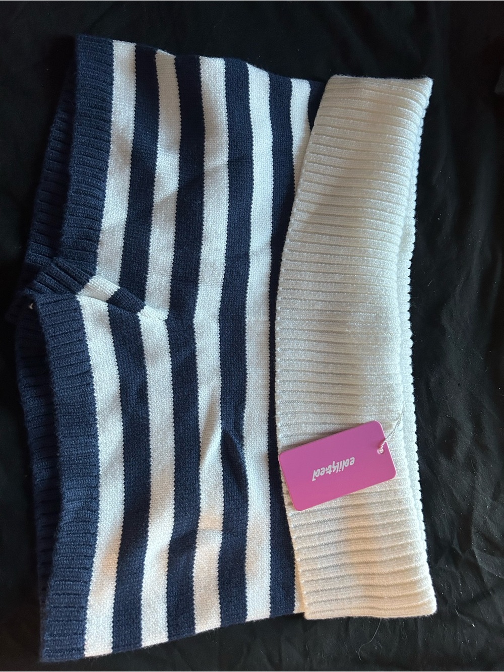 Edikted Navy and White Ribbed Knit Mini Skirt NWT